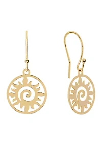 Gold Plated Laser Cut Sun Drop Earrings