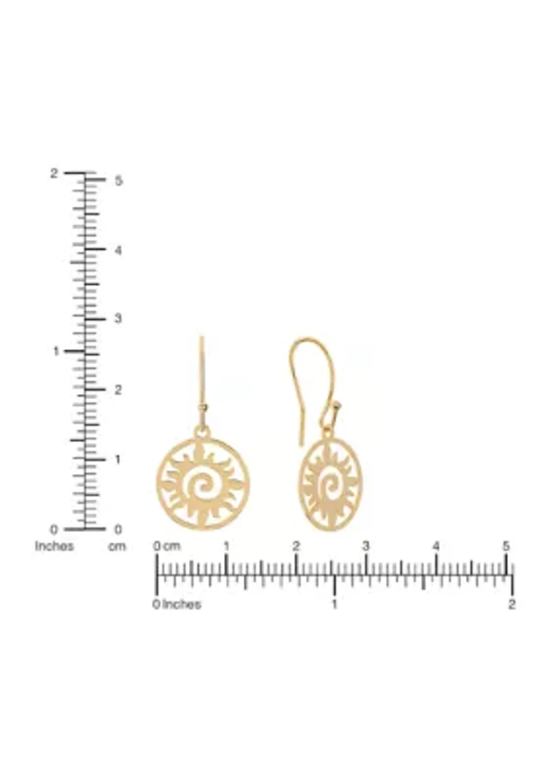 Gold Plated Laser Cut Sun Drop Earrings