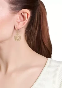 Gold Plated Laser Cut Sun Drop Earrings