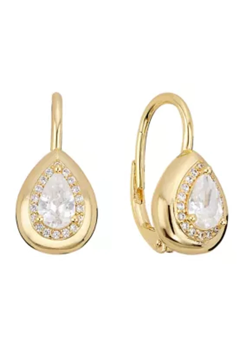 Gold Plated Fancy Cubic Zirconia Teardrop Earrings