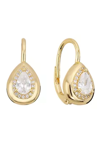 Gold Plated Fancy Cubic Zirconia Teardrop Earrings