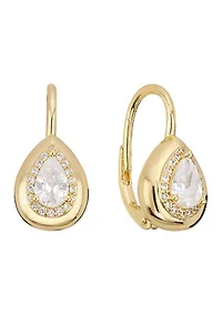 Gold Plated Fancy Cubic Zirconia Teardrop Earrings