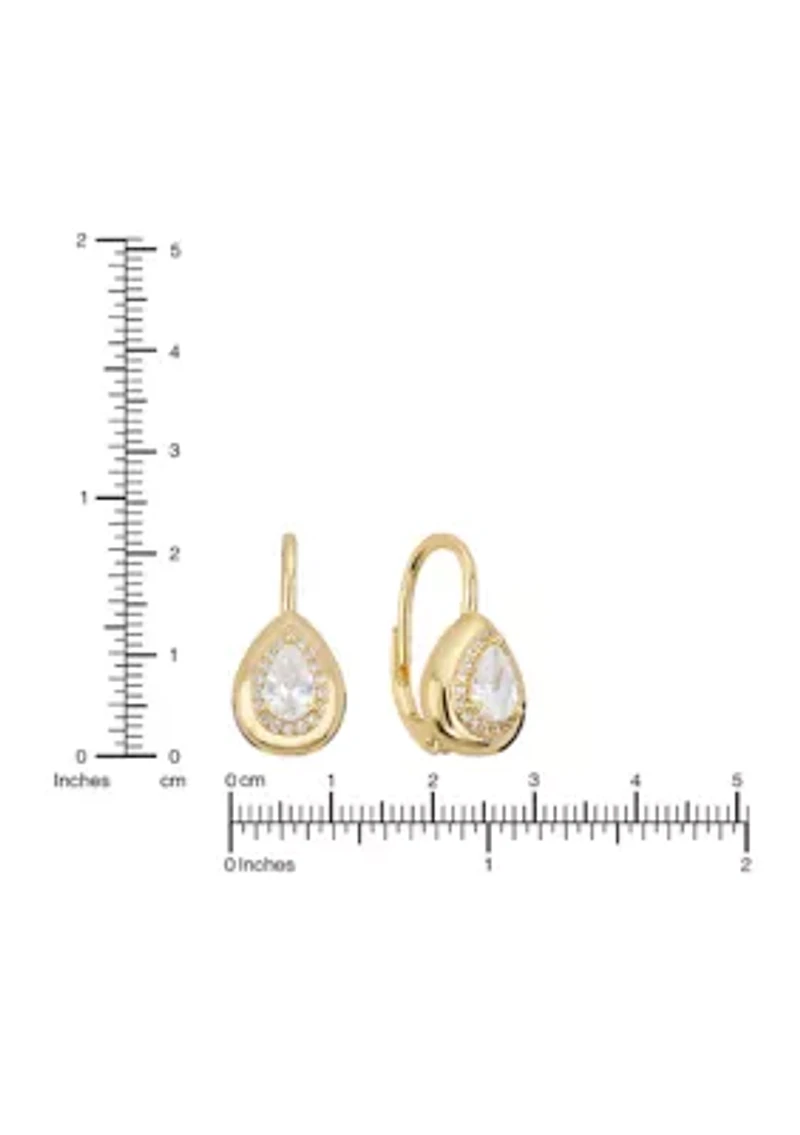 Gold Plated Fancy Cubic Zirconia Teardrop Earrings