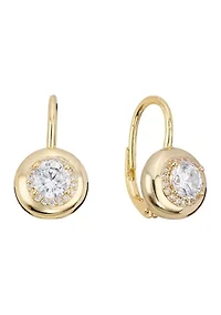 Gold Plated Fancy Cubic Zirconia Round Leverback Earrings