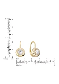 Gold Plated Fancy Cubic Zirconia Round Leverback Earrings
