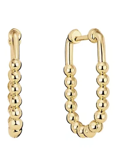 Beaded Texture Gold‑Plated Hoop Earrings 