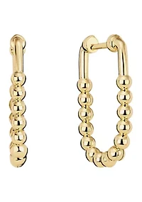 Beaded Texture Gold‑Plated Hoop Earrings 