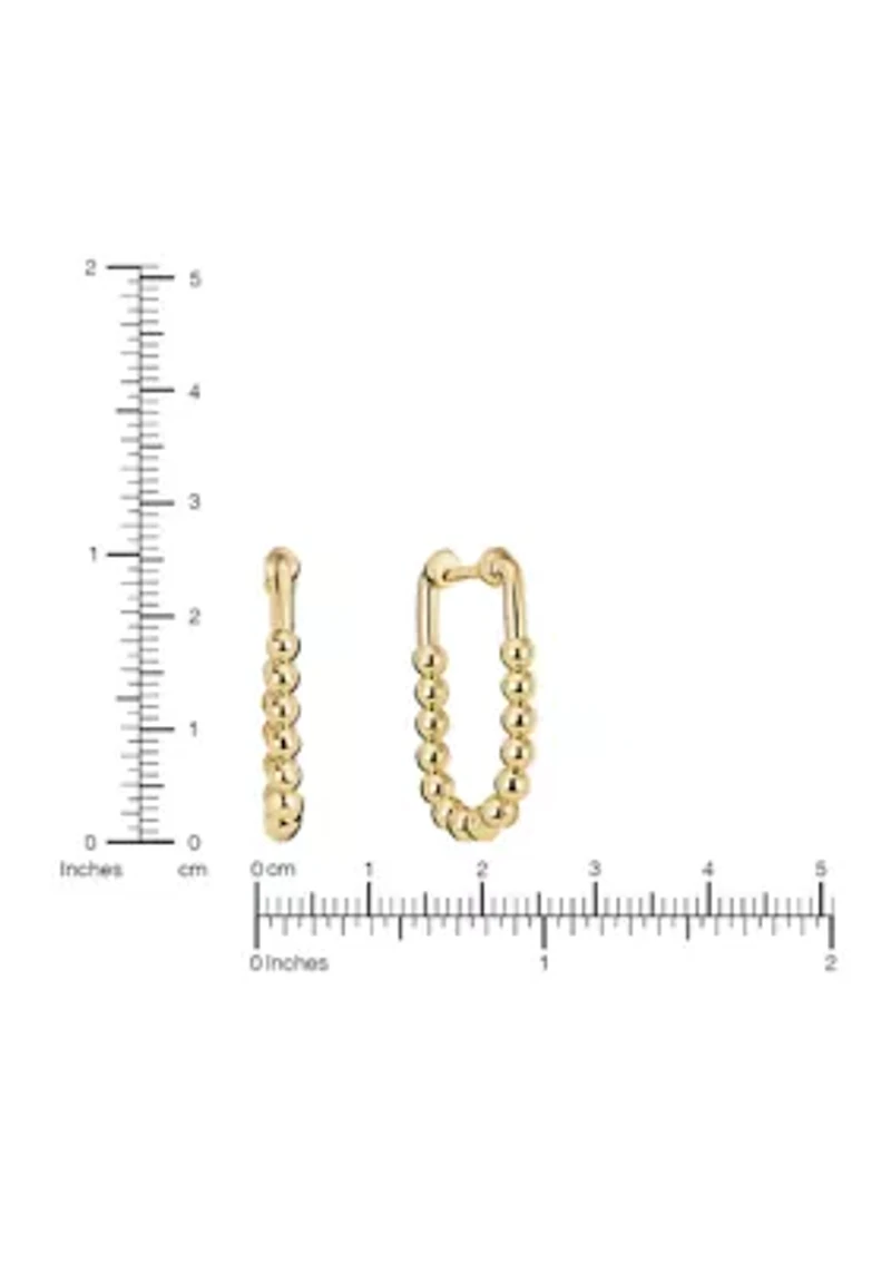 Beaded Texture Gold‑Plated Hoop Earrings 