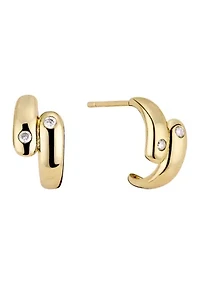 Bypass Gold‑Plated Half Hoop Earrings