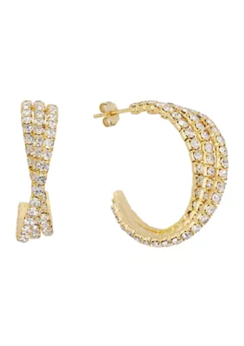 Crystal Crossover Hoop Earrings