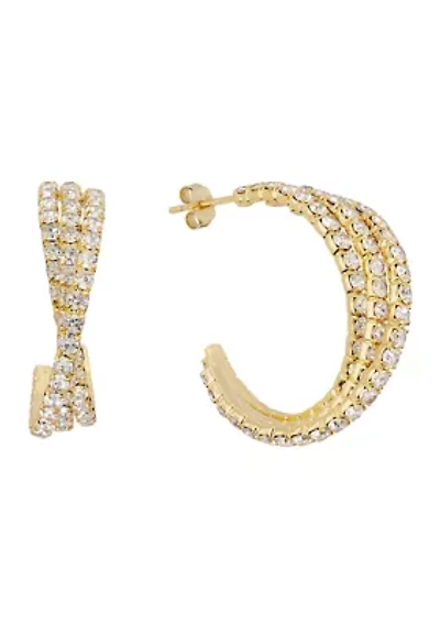 Crystal Crossover Hoop Earrings