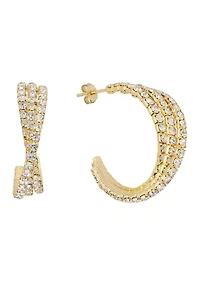 Crystal Crossover Hoop Earrings