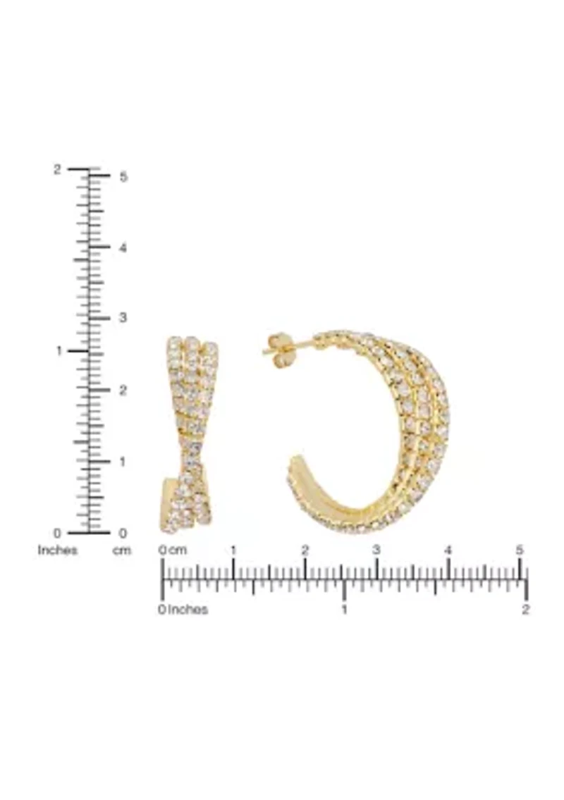 Crystal Crossover Hoop Earrings