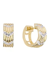 Gold Plated  Crystal Chevron Hoop Earrings