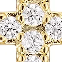 Cross Cubic Zirconia Hoop with Cuff Gold Plated Earrings