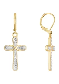 Cubic Zirconia Cross Drop Earrings