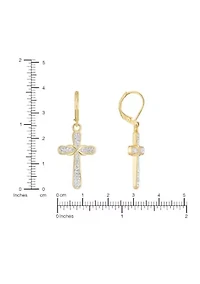Cubic Zirconia Cross Drop Earrings