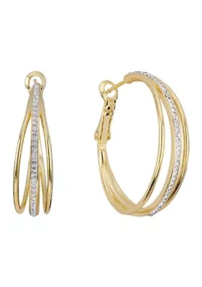 Crystal Gold Plated Hoop Earrings
