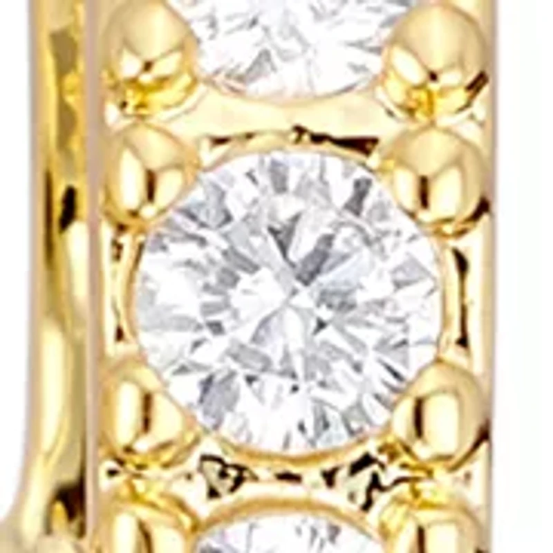 Simulated Pearl and Cubic Zirconia Huggie Earrings