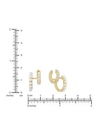  Simulated Pearl and Cubic Zirconia Huggie Earrings