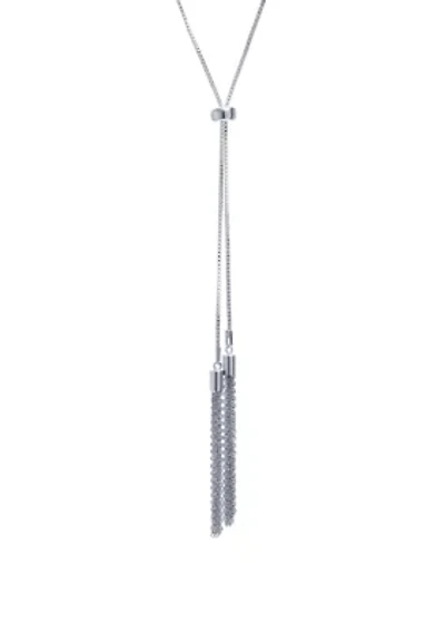 Fine Silver plated 30" Tassel Slider Adjustable Chain Necklace