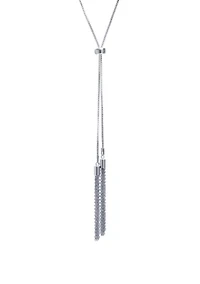 Fine Silver plated 30" Tassel Slider Adjustable Chain Necklace