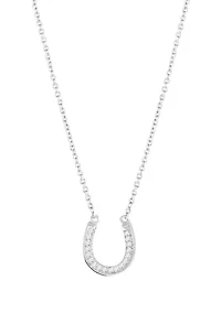 Silver Plated Cubic Zirconia Horseshoe Necklace