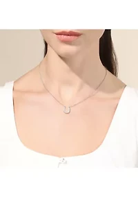 Silver Plated Cubic Zirconia Horseshoe Necklace