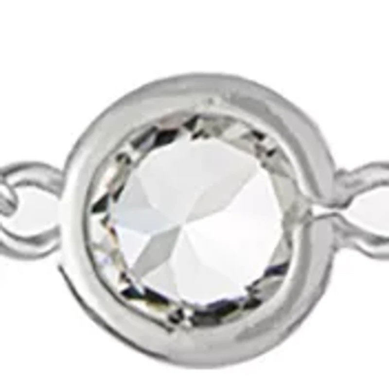 Fine Silver Plated 36 Inch Clear Fine Crystal Station Necklace