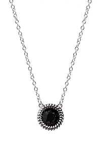 Silver Plated 18" Round Crystal with Rope Edge Station Necklace