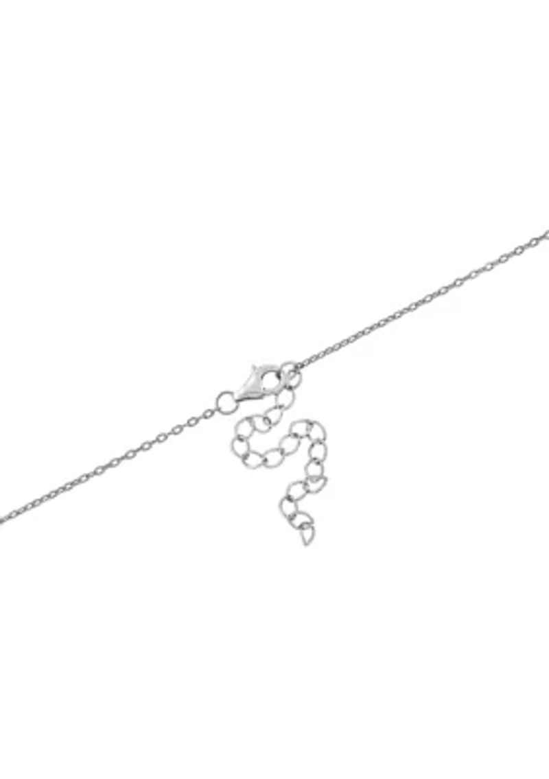 Silver Plated 18" Round Crystal with Rope Edge Station Necklace