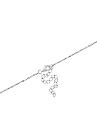 Silver Plated 18" Round Crystal with Rope Edge Station Necklace