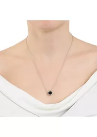 Silver Plated 18" Round Crystal with Rope Edge Station Necklace