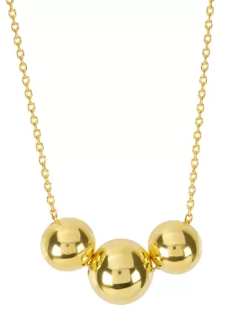 Gold Plated 3 Slider Ball Necklace