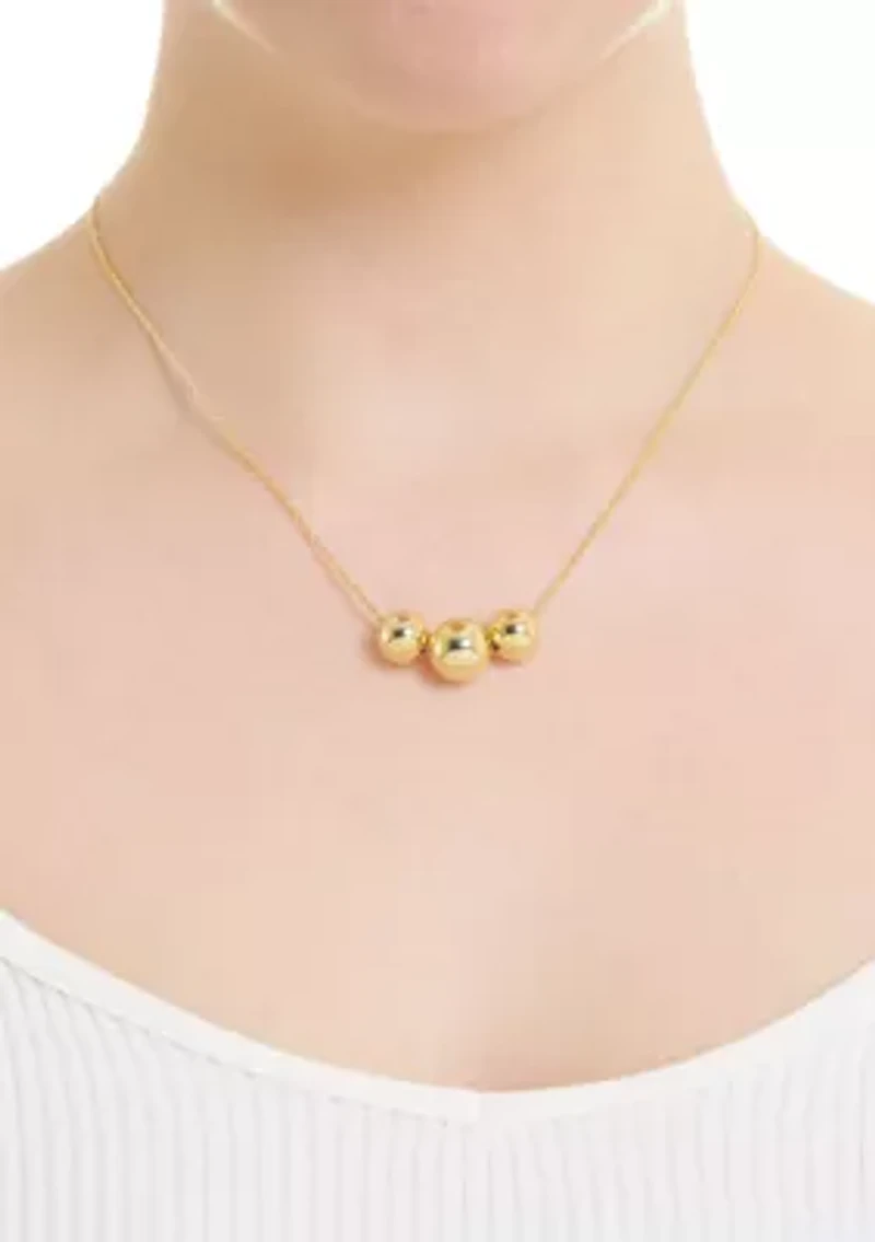 Gold Plated 3 Slider Ball Necklace
