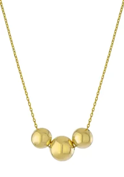 Fine Silver Plated 18" + 2" High Polished 3 Ball Necklace or Gold