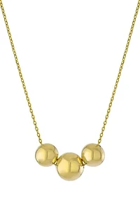 Fine Silver Plated 18" + 2" High Polished 3 Ball Necklace or Gold