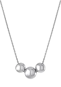 Fine Silver Plated 18" + 2" High Polished 3 Ball Necklace or Gold