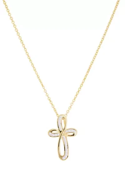 Gold Plated Pearl Infinity Cross Necklace