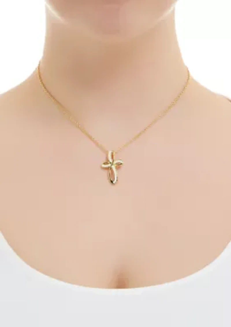 Gold Plated Pearl Infinity Cross Necklace