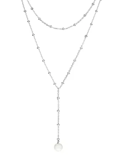 Silver Plated Fresh Water Pearl beaded chain Y-Necklace