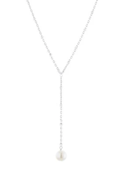 Fine Silver Plated Freshwater Pearl 2 Layer Y Necklace