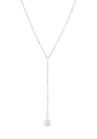 Fine Silver Plated Freshwater Pearl 2 Layer Y Necklace