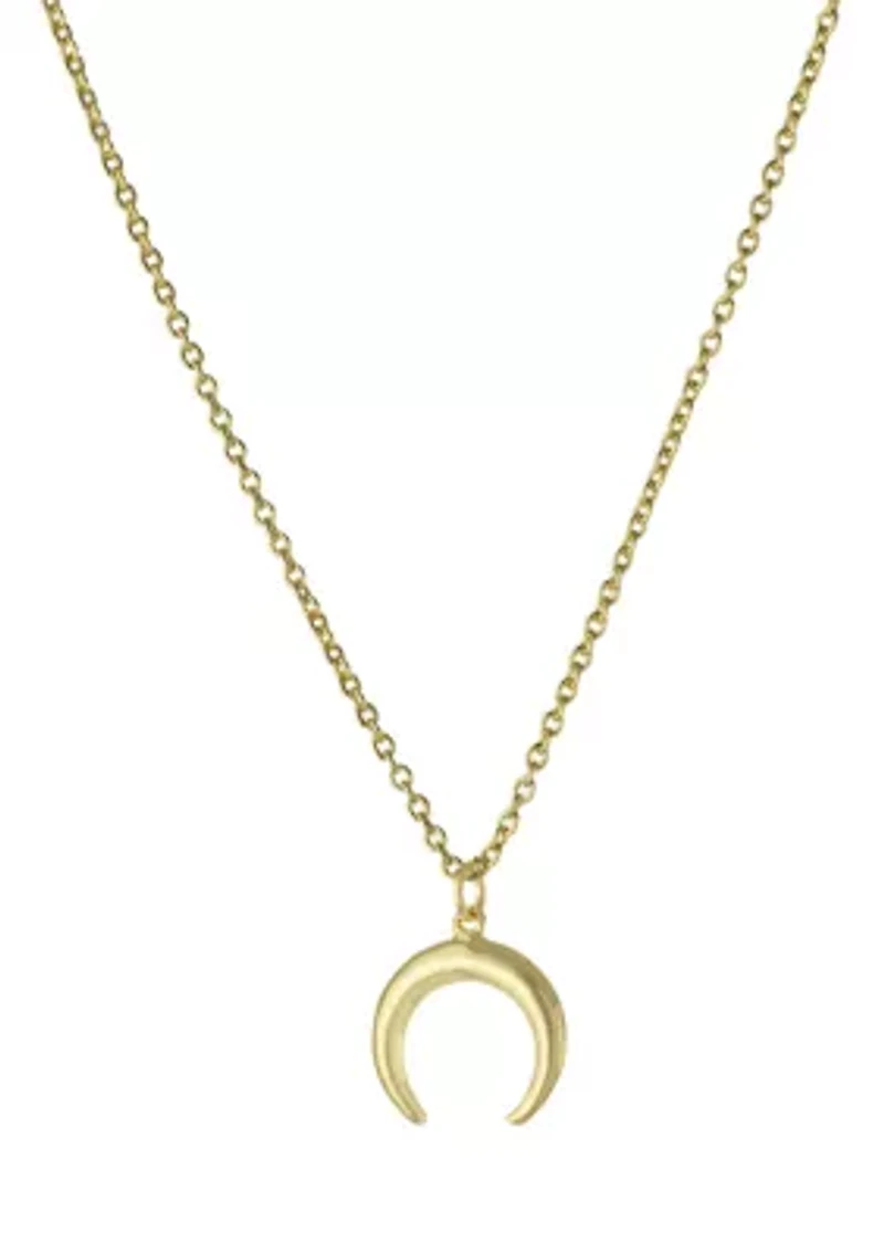 Gold Over Fine Silver Plated 16" + 2" Double Horn Pendant Necklace
