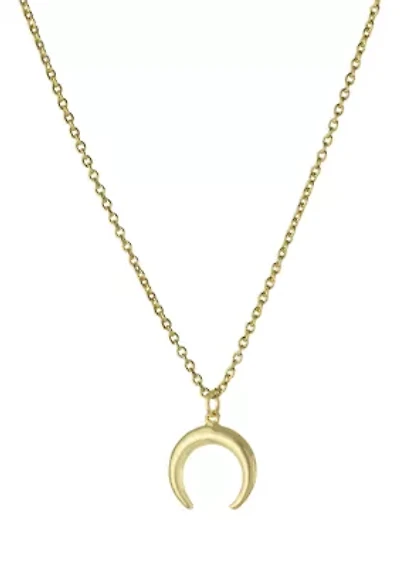 Gold Over Fine Silver Plated 16" + 2" Double Horn Pendant Necklace