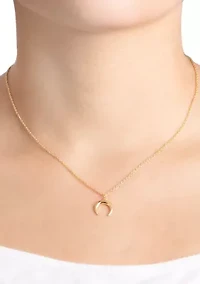 Gold Over Fine Silver Plated 16" + 2" Double Horn Pendant Necklace