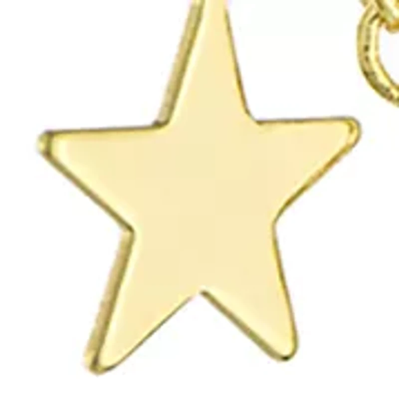Yellow Gold Fine Silver Plated Cubic Zirconia and Stars Station Necklace