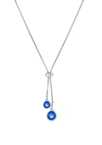 Fine Silver Plated 30" Crystal Bolo Necklace