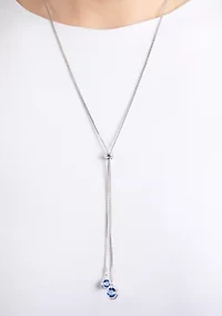 Fine Silver Plated 30" Crystal Bolo Necklace
