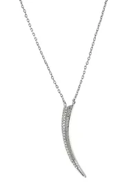 Fine Silver Plated Cubic Zirconia Horn Pendant Necklace